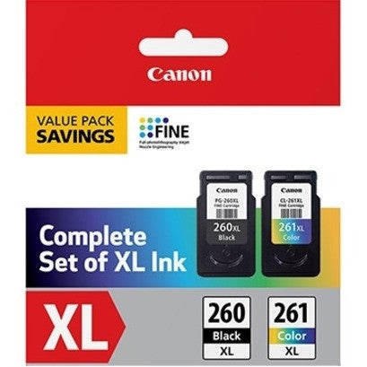 Canon PG-260 XL / CL-261 XL Original Ink Cartridge - Value Pack - Black, Cyan, Magenta, Yellow - Inkjet - High Yield - 2 / Pack 3706C005