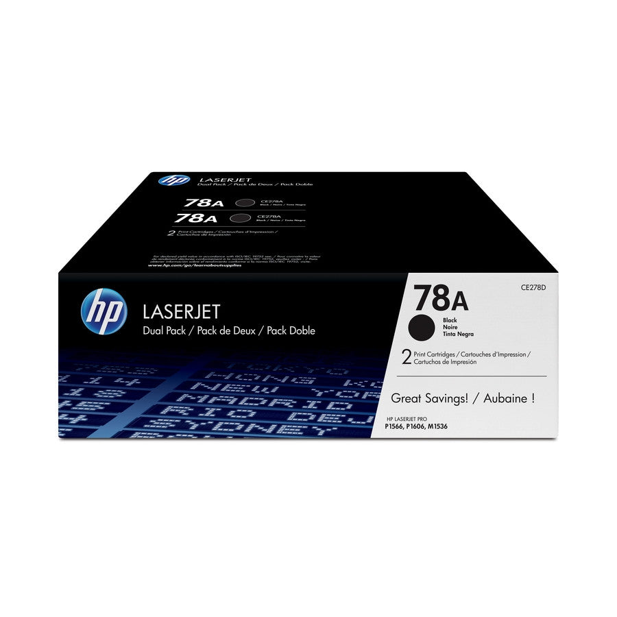 HP 78A 2-pack Black Original LaserJet Toner Cartridges CE278AD