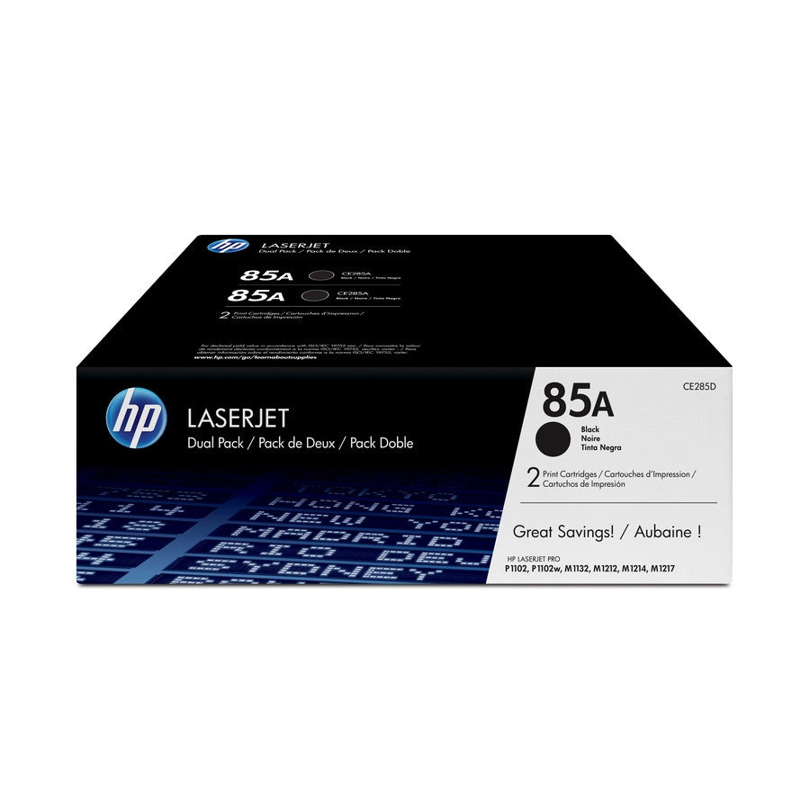 HP 85A 2-pack Black Original LaserJet Toner Cartridges CE285AD