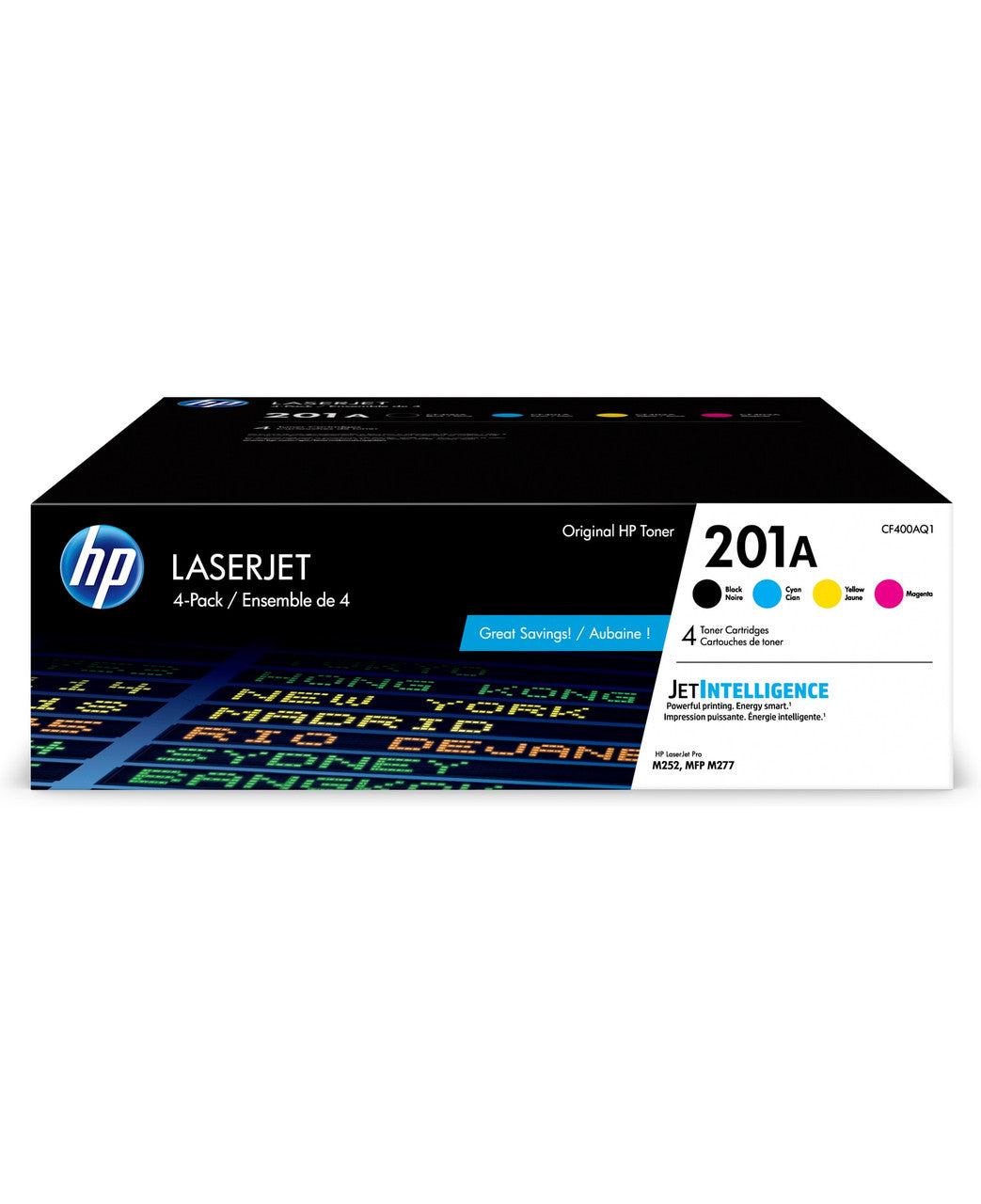 HP 201A 4-pack Black/Cyan/Magenta/Yellow Original LaserJet Toner Cartridges CF400AQ1