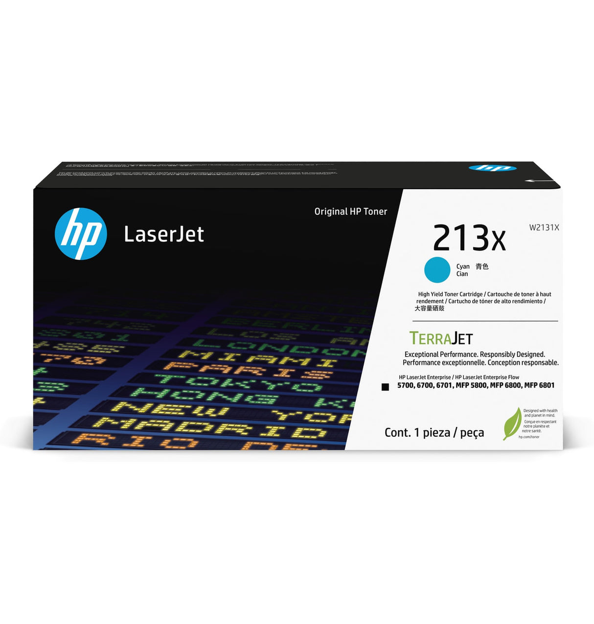 HP 213X High Yield Cyan Original LaserJet Toner Cartridge W2131X