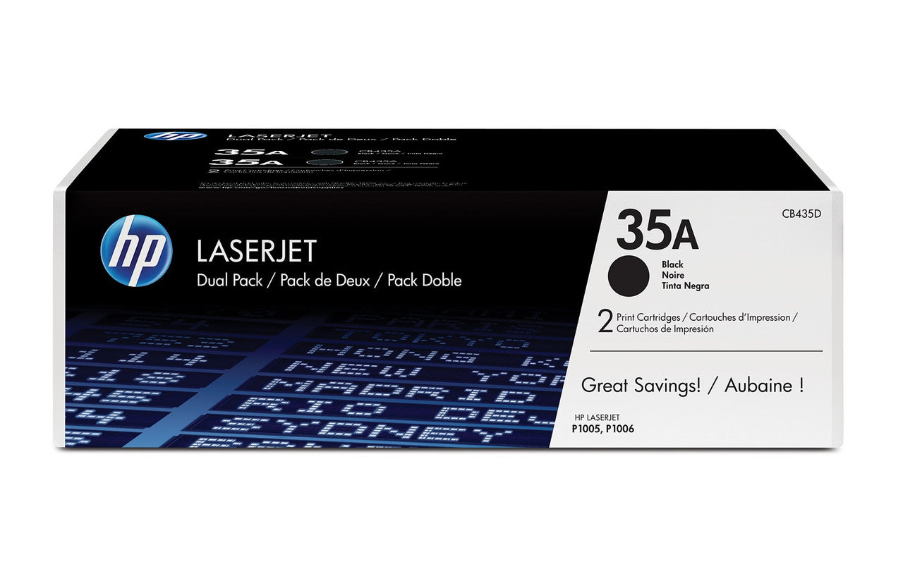 HP 35A 2-pack Black Original LaserJet Toner Cartridges CB435D