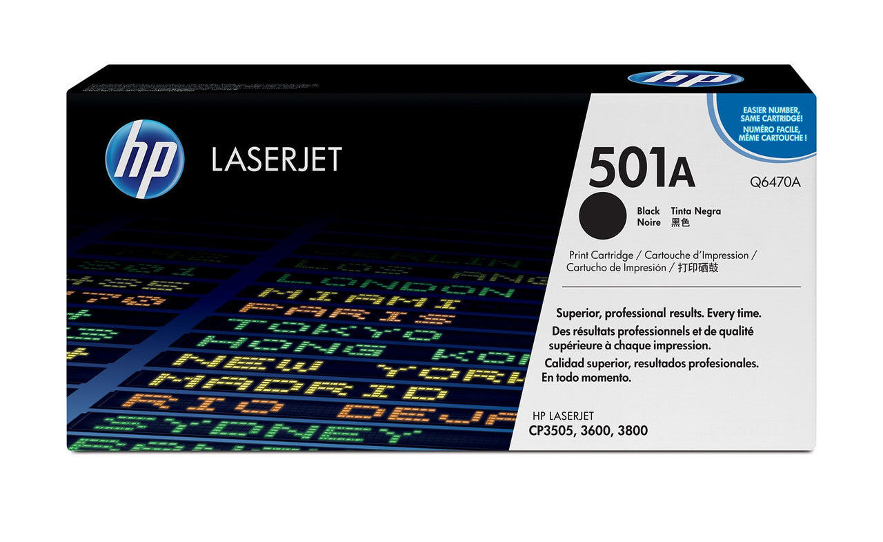 HP 501A Black Original LaserJet Toner Cartridge Q6470A