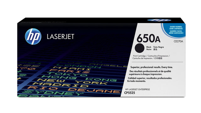 HP 650A Black Original LaserJet Toner Cartridge CE270A