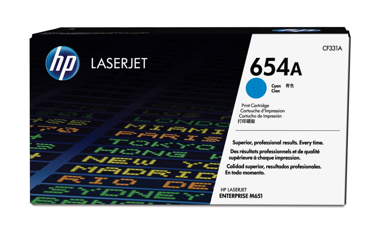 HP 654A Cyan Original LaserJet Toner Cartridge CF331A