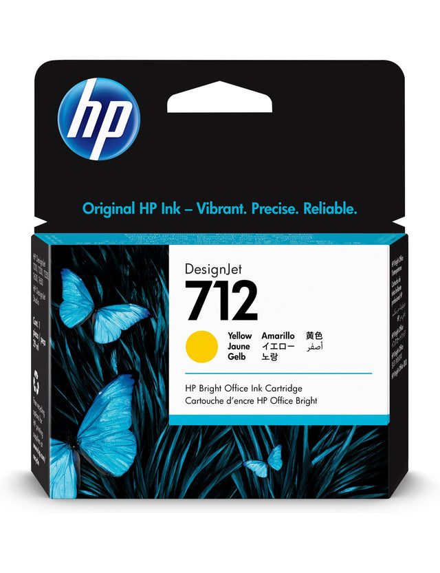 HP 712 29-ml Yellow DesignJet Ink Cartridge 3ED69A