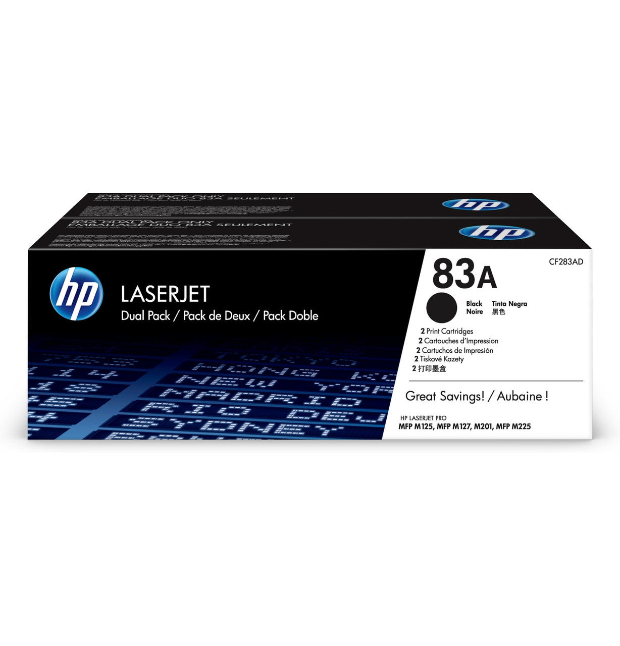 HP 83A 2-pack Black Original LaserJet Toner Cartridges CF283AD