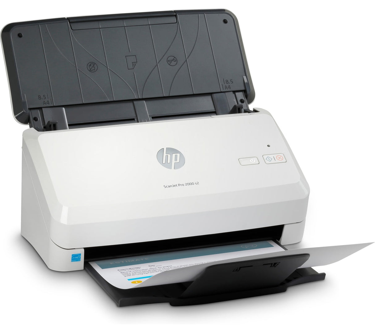 HP ScanJet Pro 2000 s2 Scanner; Scan speed 35 ppm/70 ipm (@300 ppi BWGC); Max Resolution: ADF 600 x 600 ppi optical, ADF 1200 x 1200 ppi software; Up to 3,000 pages per daily duty cycle; Button only 6FW06A#BGJ