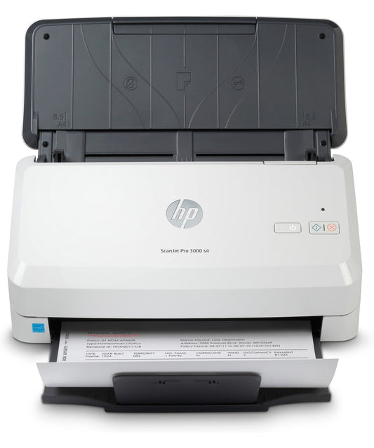 HP ScanJet Pro 3000 s4 Scanner; Scan speed 40 ppm/80 ipm (@300 ppi BWGC); Max Resolution: ADF 600 x 600 ppi optical, ADF 1200 x 1200 ppi software; Up to 4,000 pages per daily duty cycle; Button only 6FW07A#BGJ