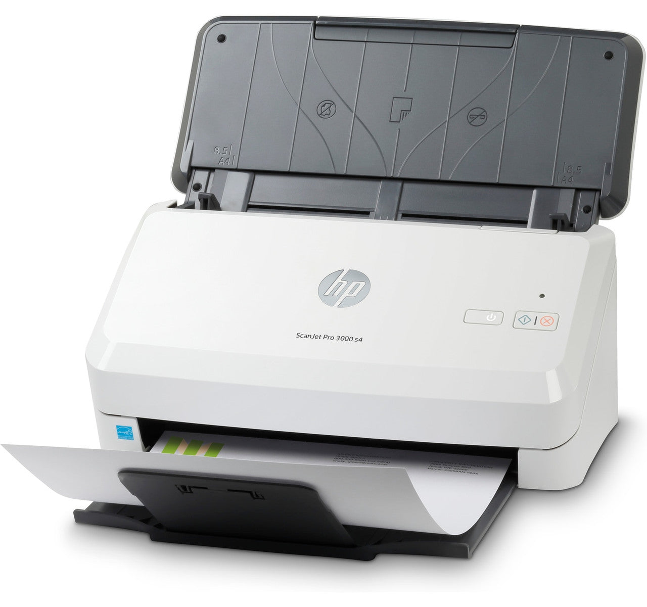 HP ScanJet Pro 3000 s4 Scanner; Scan speed 40 ppm/80 ipm (@300 ppi BWGC); Max Resolution: ADF 600 x 600 ppi optical, ADF 1200 x 1200 ppi software; Up to 4,000 pages per daily duty cycle; Button only 6FW07A#BGJ