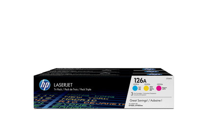 HP 126A 3-pack Cyan/Magenta/Yellow Original LaserJet Toner Cartridges CF341A