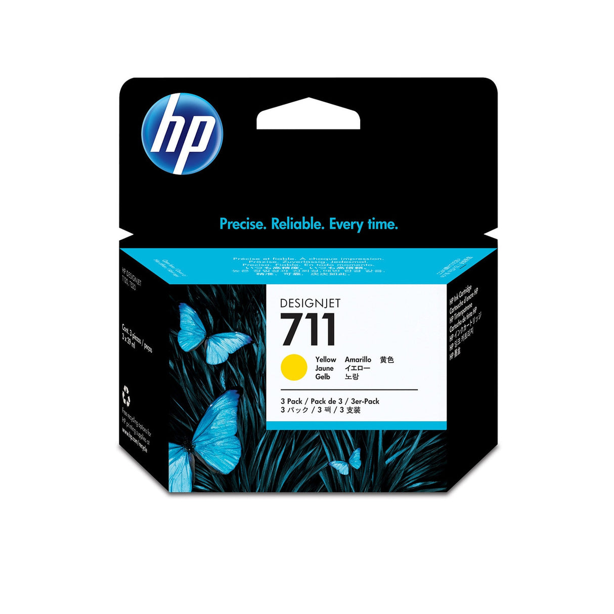 HP 711 3-pack 29-ml Yellow DesignJet Ink Cartridges CZ136A