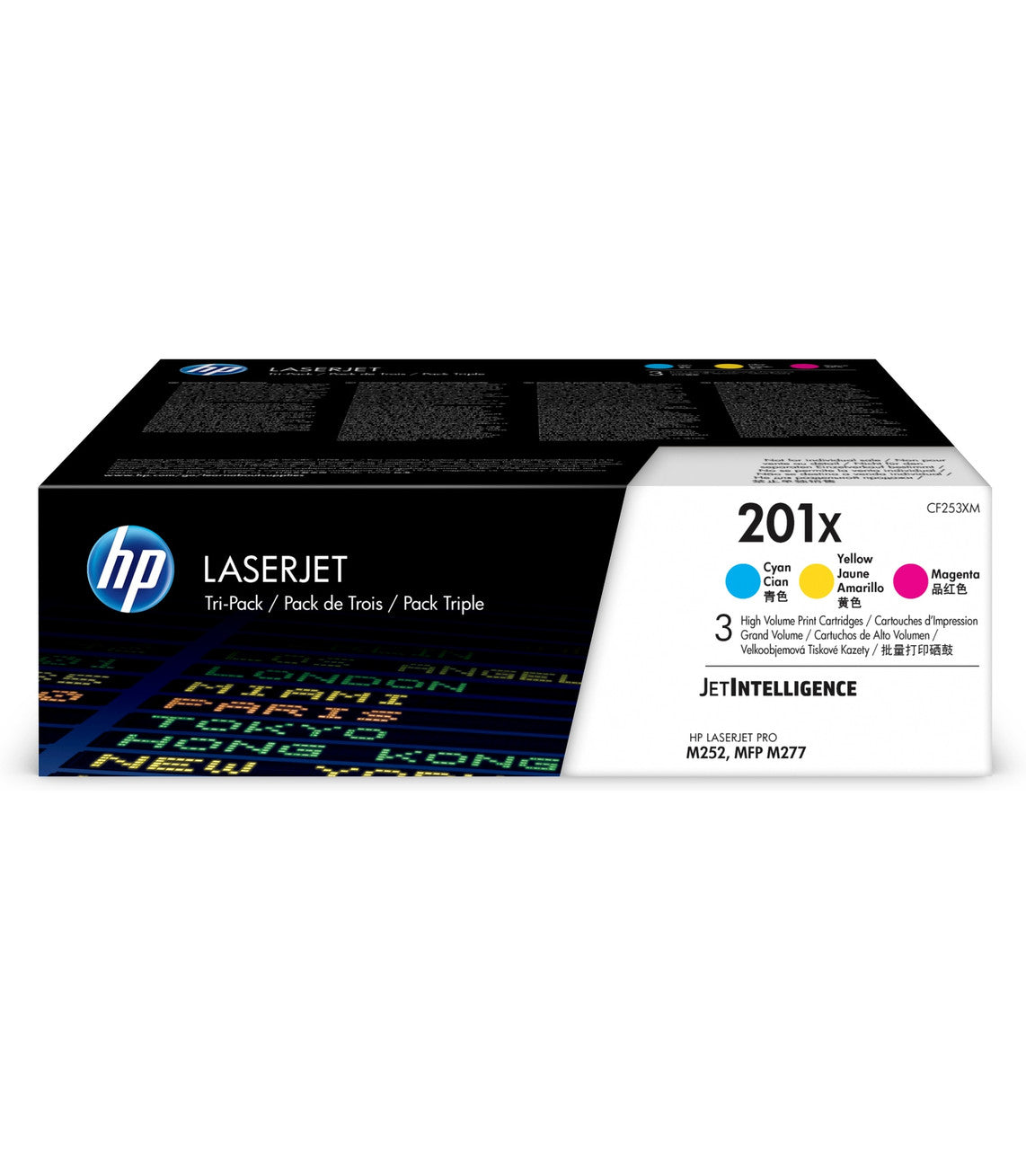 HP 201X 3-pack High Yield Cyan/Magenta/Yellow Original LaserJet Toner Cartridges CF253XM