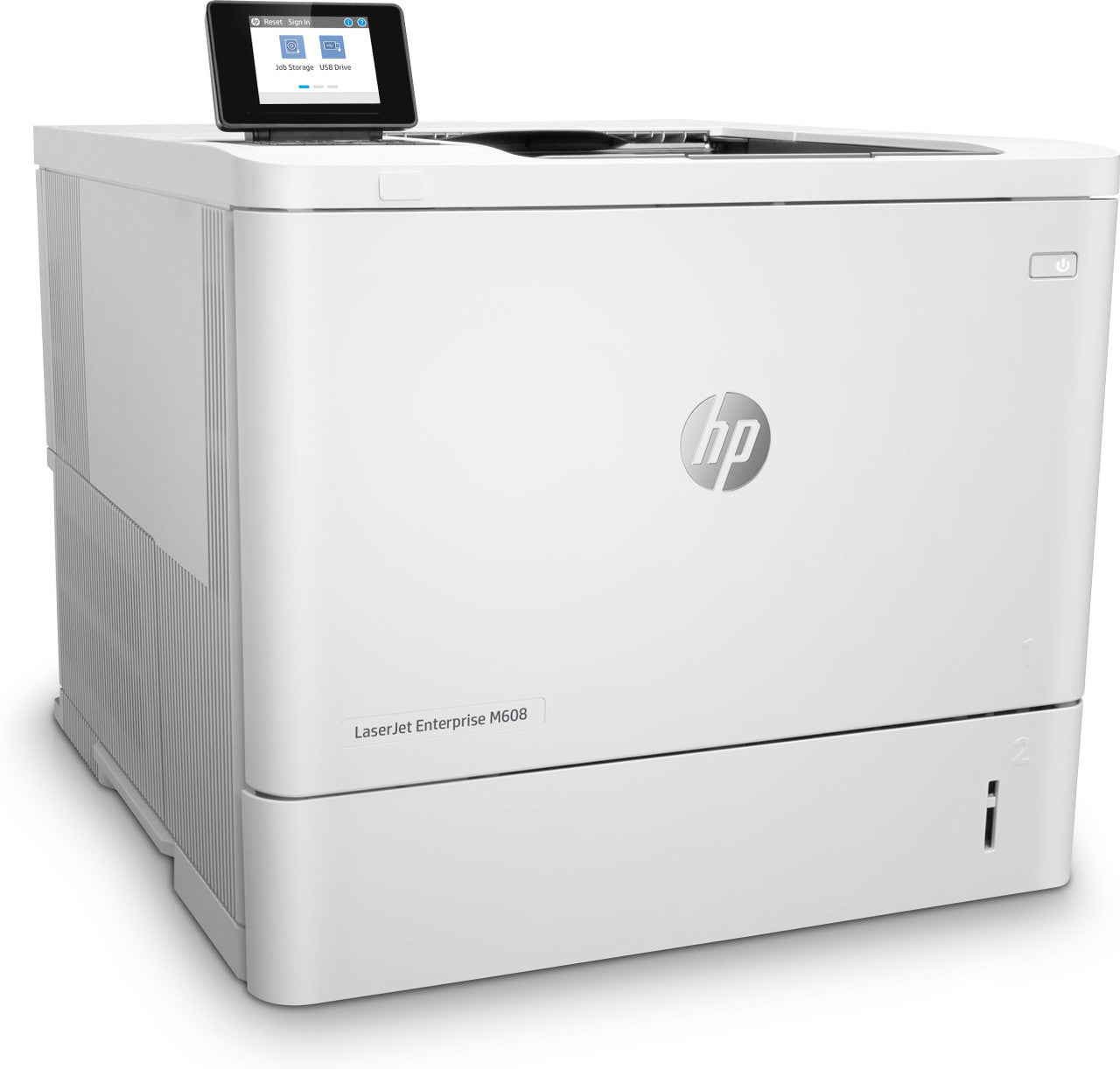 HP LaserJet Enterprise M608n, Black and white, Printer for Business, Print, Wireless; Memory card slot; Optional Stapling; JetIntelligence cartridge K0Q17A#BGJ