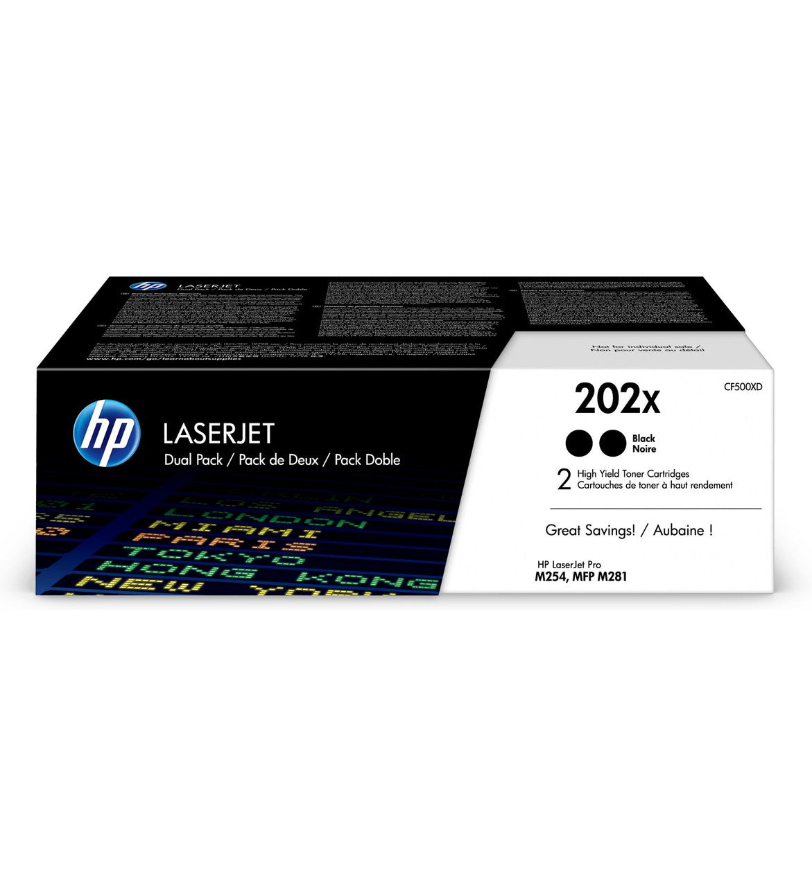 HP 202X 2-pack High Yield Black Original LaserJet Toner Cartridges CF500XD