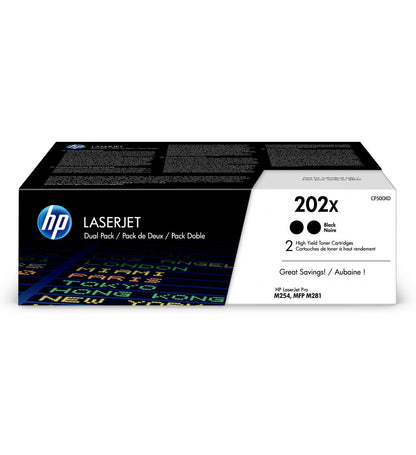 HP 202X 2-pack High Yield Black Original LaserJet Toner Cartridges CF500XD