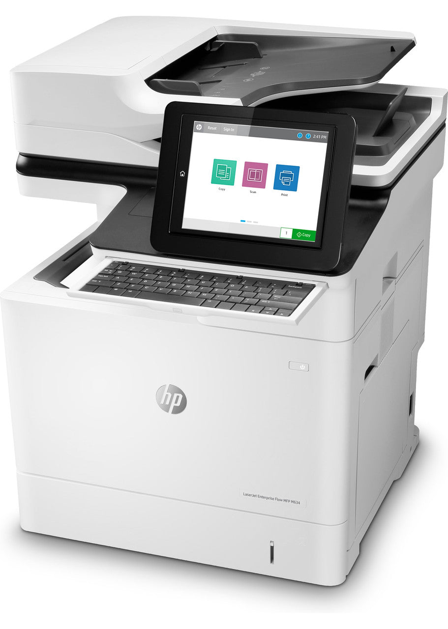 HP LaserJet Enterprise Flow MFP M634h, Print, copy, scan, optional fax, Front-facing USB printing; Scan to email; Two-sided printing; 150-sheet ADF; Energy Efficient; Strong Security 7PS95A#BGJ