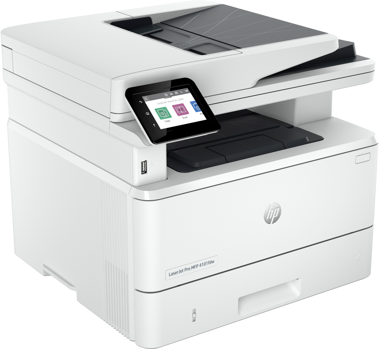 HP LaserJet Pro MFP 4101fdw Printer, Black and white, Printer for Small medium business, Print, copy, scan, fax, Wireless; HP Instant Ink eligible; Print from phone or tablet; Automatic document feeder 2Z619F#BGJ